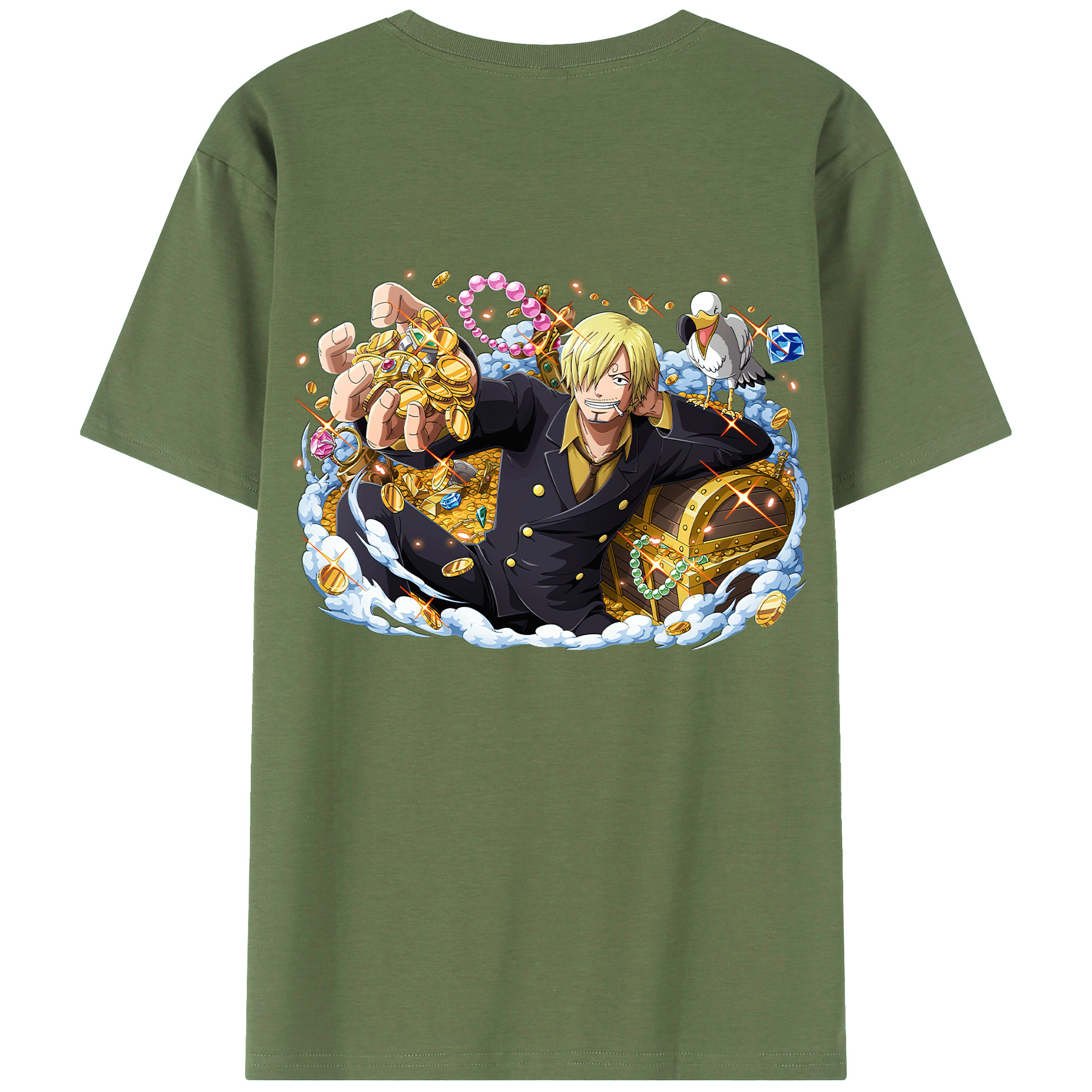 （画像用） ワンピース サンジ ONE PIECE Sanji 綿100％ メンズ半袖Tシャツ（バックプリント） 通気性